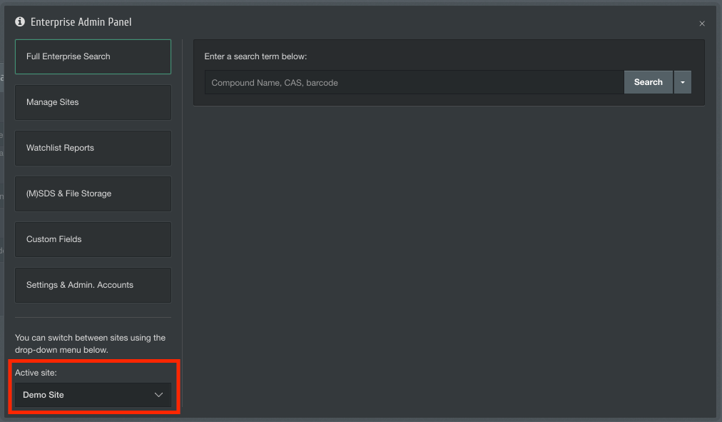 switch sites chemical inventory