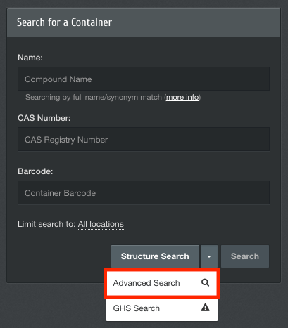 advanced search chemical inventory